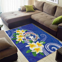 Northern Mariana Islands Chamorro Area Rug Plumeria Curves Style Navy Version LT05 - Polynesian Pride