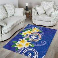 Northern Mariana Islands Chamorro Area Rug Plumeria Curves Style Navy Version LT05 - Polynesian Pride