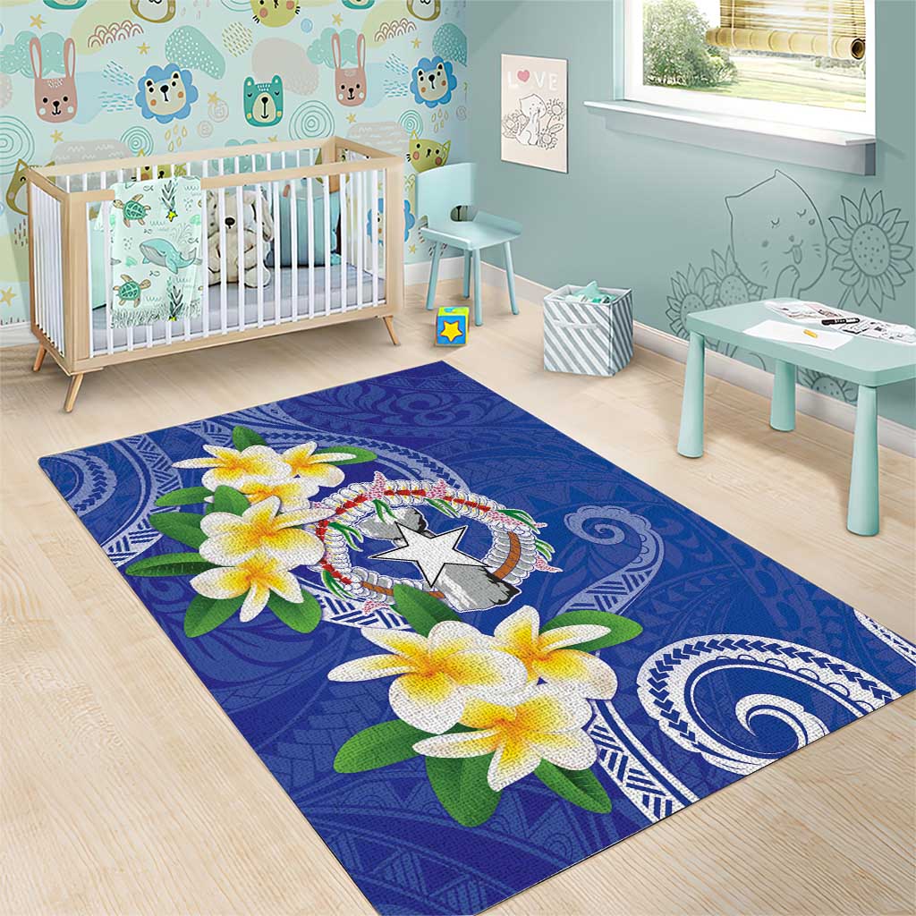 Northern Mariana Islands Chamorro Area Rug Plumeria Curves Style Navy Version LT05 - Polynesian Pride