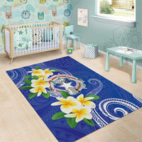 Northern Mariana Islands Chamorro Area Rug Plumeria Curves Style Navy Version LT05 - Polynesian Pride
