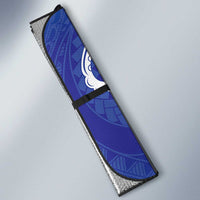 Northern Mariana Islands Chamorro Auto Sun Shade Plumeria Curves Style Navy Version LT05 - Polynesian Pride