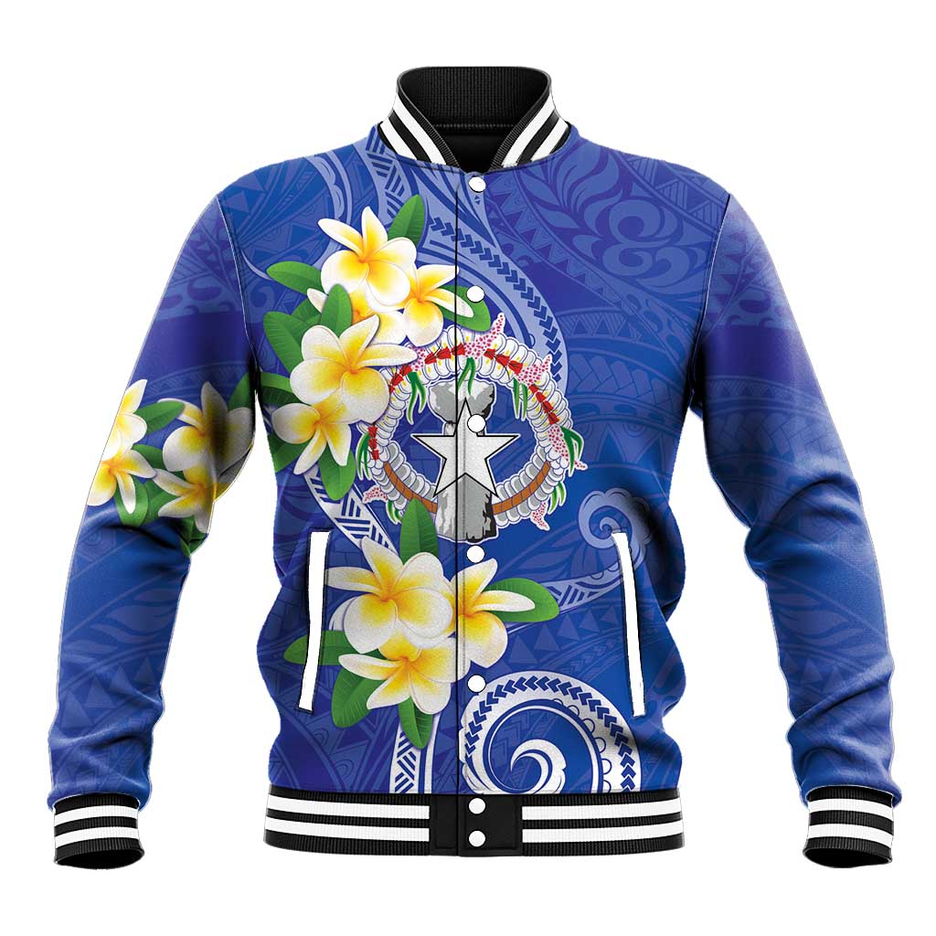 Northern Mariana Islands Chamorro Baseball Jacket Plumeria Curves Style Navy Version