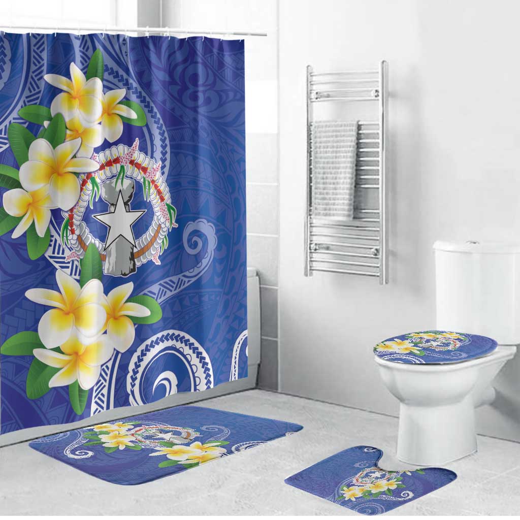 Northern Mariana Islands Chamorro Bathroom Set Plumeria Curves Style Navy Version LT05 Bathroom Set (4 pcs) Navy - Polynesian Pride