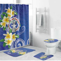 Northern Mariana Islands Chamorro Bathroom Set Plumeria Curves Style Navy Version LT05 Bathroom Set (4 pcs) Navy - Polynesian Pride