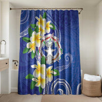 Northern Mariana Islands Chamorro Bathroom Set Plumeria Curves Style Navy Version LT05 Shower Curtain Only Navy - Polynesian Pride