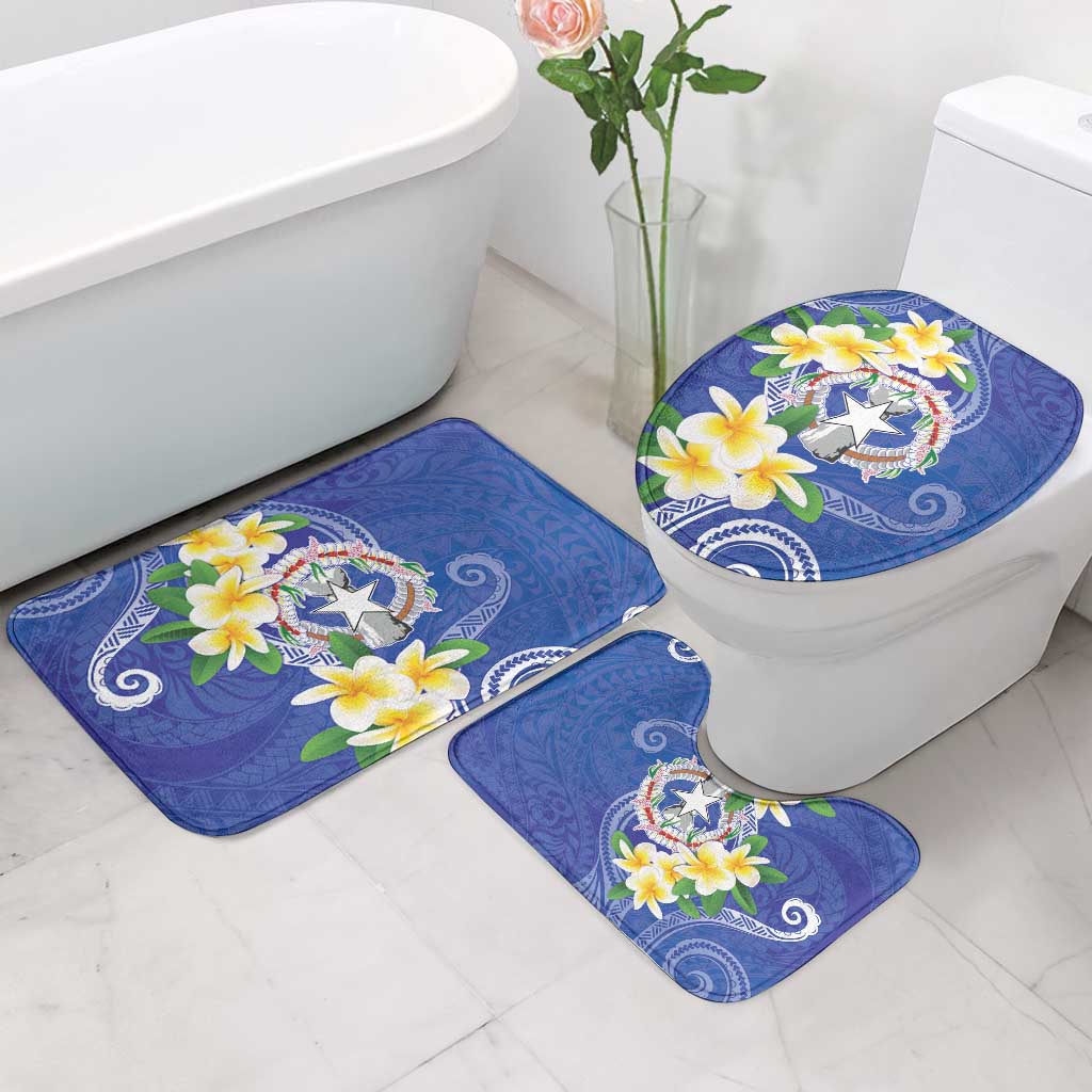 Northern Mariana Islands Chamorro Bathroom Set Plumeria Curves Style Navy Version LT05 - Polynesian Pride