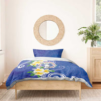 Northern Mariana Islands Chamorro Bedding Set Plumeria Curves Style Navy Version LT05 - Polynesian Pride