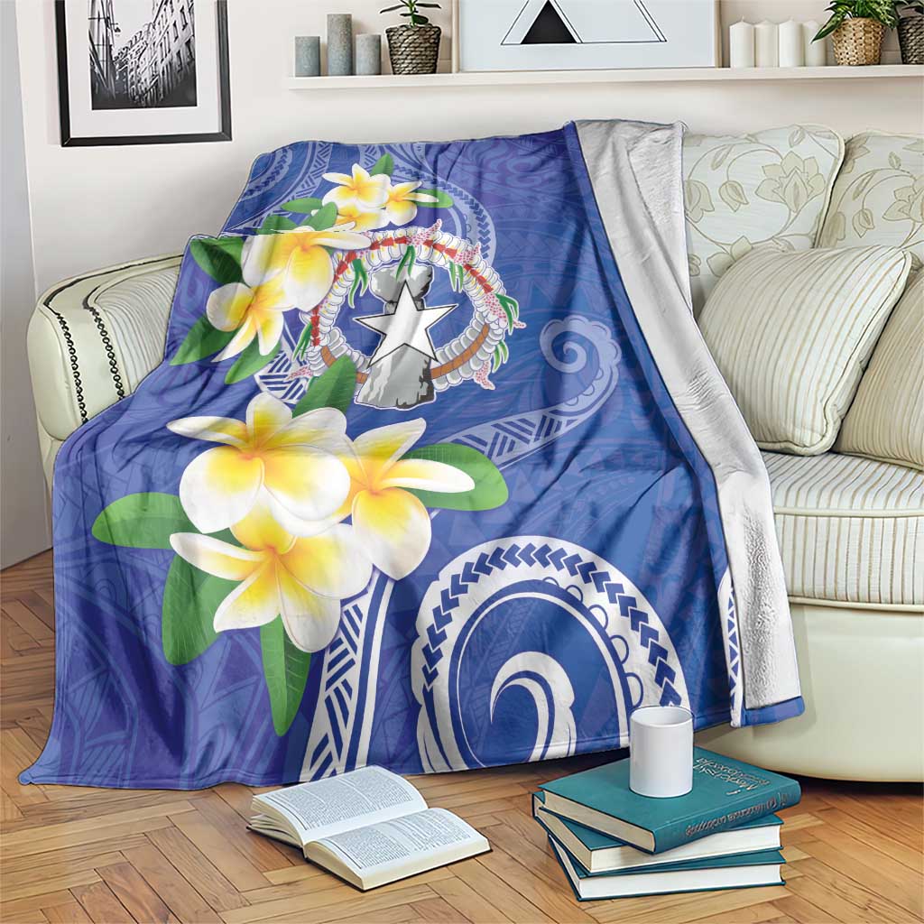 Northern Mariana Islands Chamorro Blanket Plumeria Curves Style Navy Version LT05 Navy - Polynesian Pride