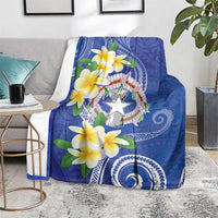 Northern Mariana Islands Chamorro Blanket Plumeria Curves Style Navy Version LT05 - Polynesian Pride