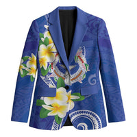 Northern Mariana Islands Chamorro Blazer Plumeria Curves Style Navy Version LT05 Unisex Navy - Polynesian Pride