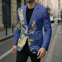 Northern Mariana Islands Chamorro Blazer Plumeria Curves Style Navy Version LT05 - Polynesian Pride