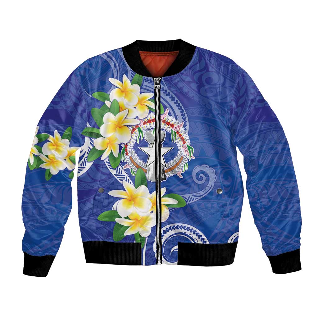 Northern Mariana Islands Chamorro Bomber Jacket Plumeria Curves Style Navy Version LT05 Unisex Navy - Polynesian Pride