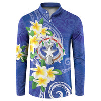 Northern Mariana Islands Chamorro Button Sweatshirt Plumeria Curves Style Navy Version LT05 Navy - Polynesian Pride