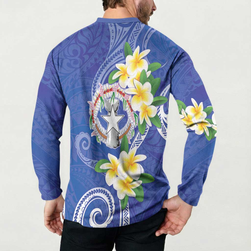 Northern Mariana Islands Chamorro Button Sweatshirt Plumeria Curves Style Navy Version LT05 - Polynesian Pride