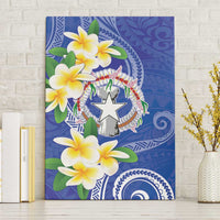 Northern Mariana Islands Chamorro Canvas Wall Art Plumeria Curves Style Navy Version LT05 Without Frame Navy - Polynesian Pride