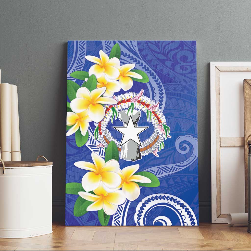 Northern Mariana Islands Chamorro Canvas Wall Art Plumeria Curves Style Navy Version LT05 - Polynesian Pride