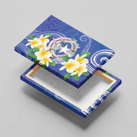 Northern Mariana Islands Chamorro Canvas Wall Art Plumeria Curves Style Navy Version LT05 - Polynesian Pride