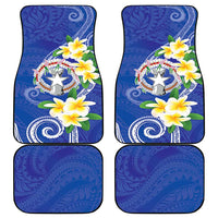 Northern Mariana Islands Chamorro Car Mats Plumeria Curves Style Navy Version LT05 - Polynesian Pride