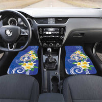 Northern Mariana Islands Chamorro Car Mats Plumeria Curves Style Navy Version LT05 Set 2pcs - Front Navy - Polynesian Pride