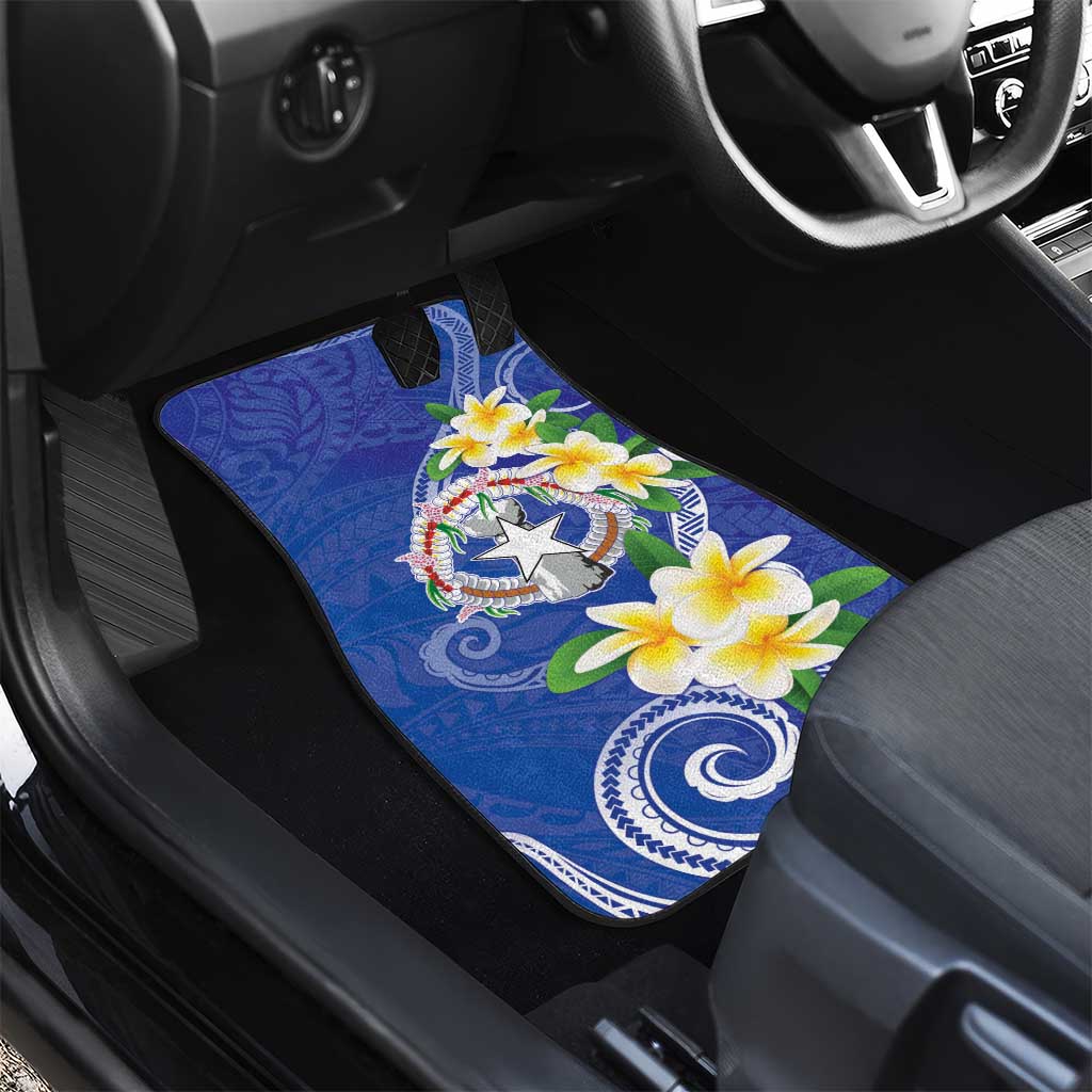 Northern Mariana Islands Chamorro Car Mats Plumeria Curves Style Navy Version LT05 - Polynesian Pride