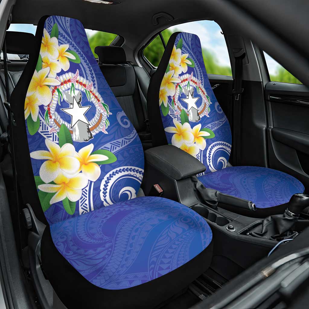 Northern Mariana Islands Chamorro Car Seat Cover Plumeria Curves Style Navy Version LT05 One Size Navy - Polynesian Pride