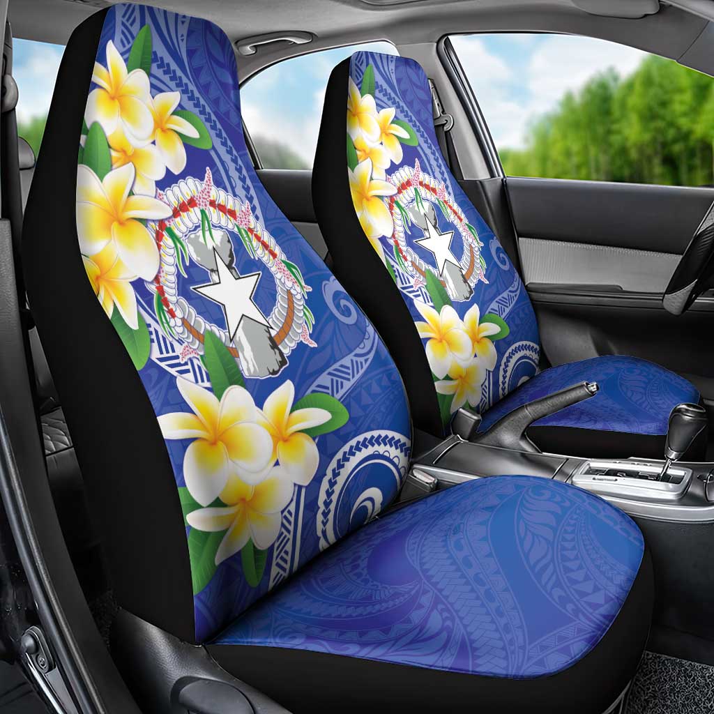 Northern Mariana Islands Chamorro Car Seat Cover Plumeria Curves Style Navy Version LT05 - Polynesian Pride