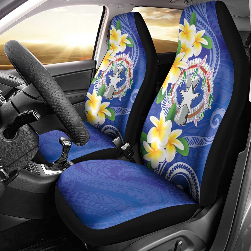 Northern Mariana Islands Chamorro Car Seat Cover Plumeria Curves Style Navy Version LT05 - Polynesian Pride