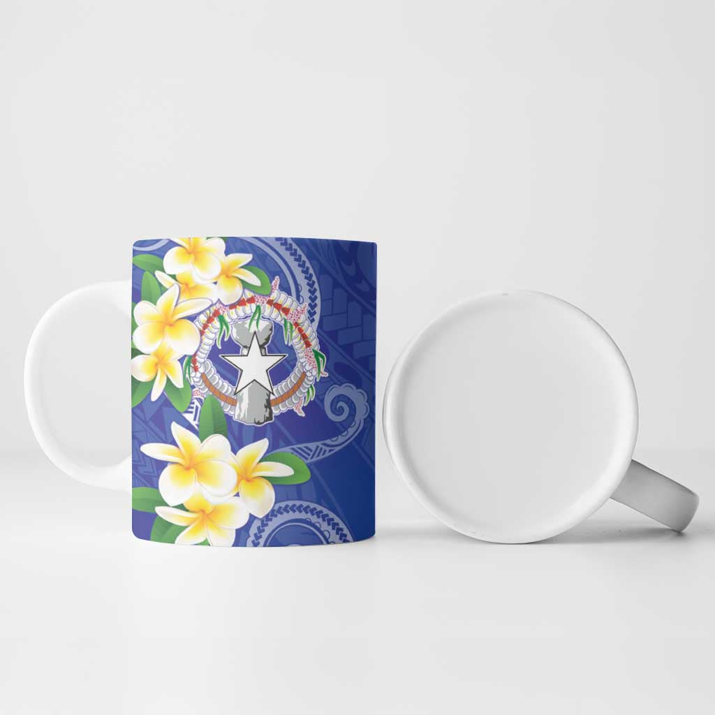 Northern Mariana Islands Chamorro Ceramic Mug Plumeria Curves Style Navy Version LT05 - Polynesian Pride