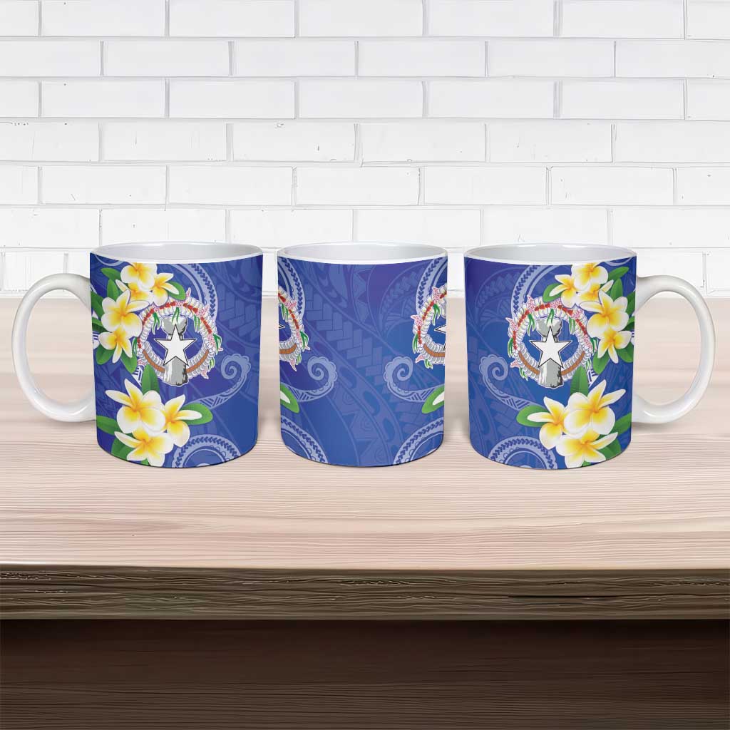Northern Mariana Islands Chamorro Ceramic Mug Plumeria Curves Style Navy Version LT05 - Polynesian Pride