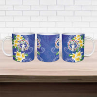 Northern Mariana Islands Chamorro Ceramic Mug Plumeria Curves Style Navy Version LT05 - Polynesian Pride