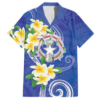 Northern Mariana Islands Chamorro Family Matching Off Shoulder Maxi Dress and Hawaiian Shirt Plumeria Curves Style Navy Version