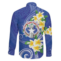 Northern Mariana Islands Chamorro Family Matching Off Shoulder Short Dress and Hawaiian Shirt Plumeria Curves Style Navy Version