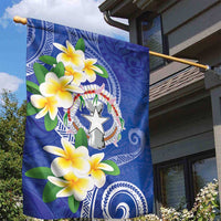 Northern Mariana Islands Chamorro Garden Flag Plumeria Curves Style Navy Version LT05 - Polynesian Pride