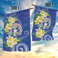 Northern Mariana Islands Chamorro Garden Flag Plumeria Curves Style Navy Version LT05 - Polynesian Pride