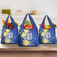 Northern Mariana Islands Chamorro Grocery Bag Plumeria Curves Style Navy Version