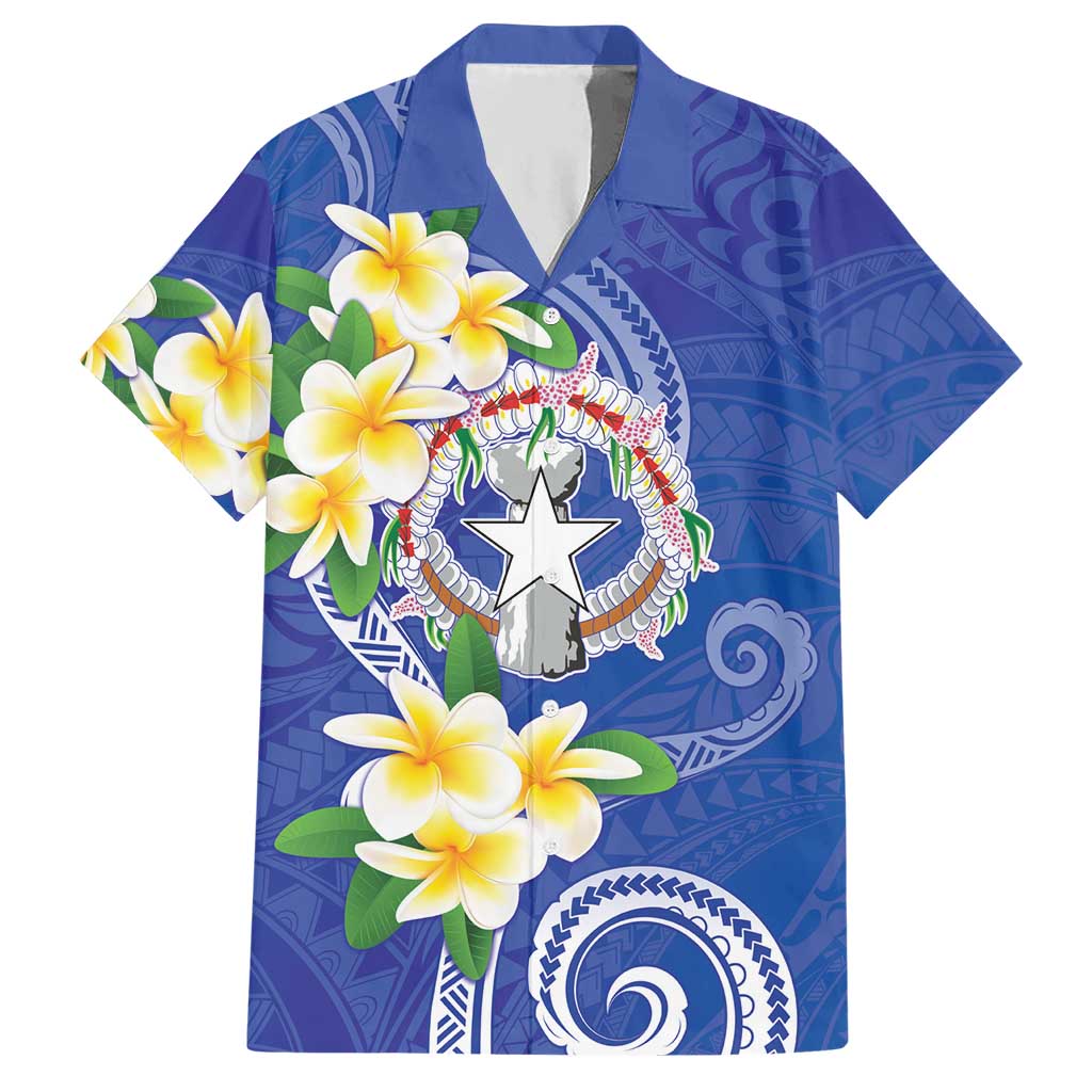 Northern Mariana Islands Chamorro Hawaiian Shirt Plumeria Curves Style Navy Version