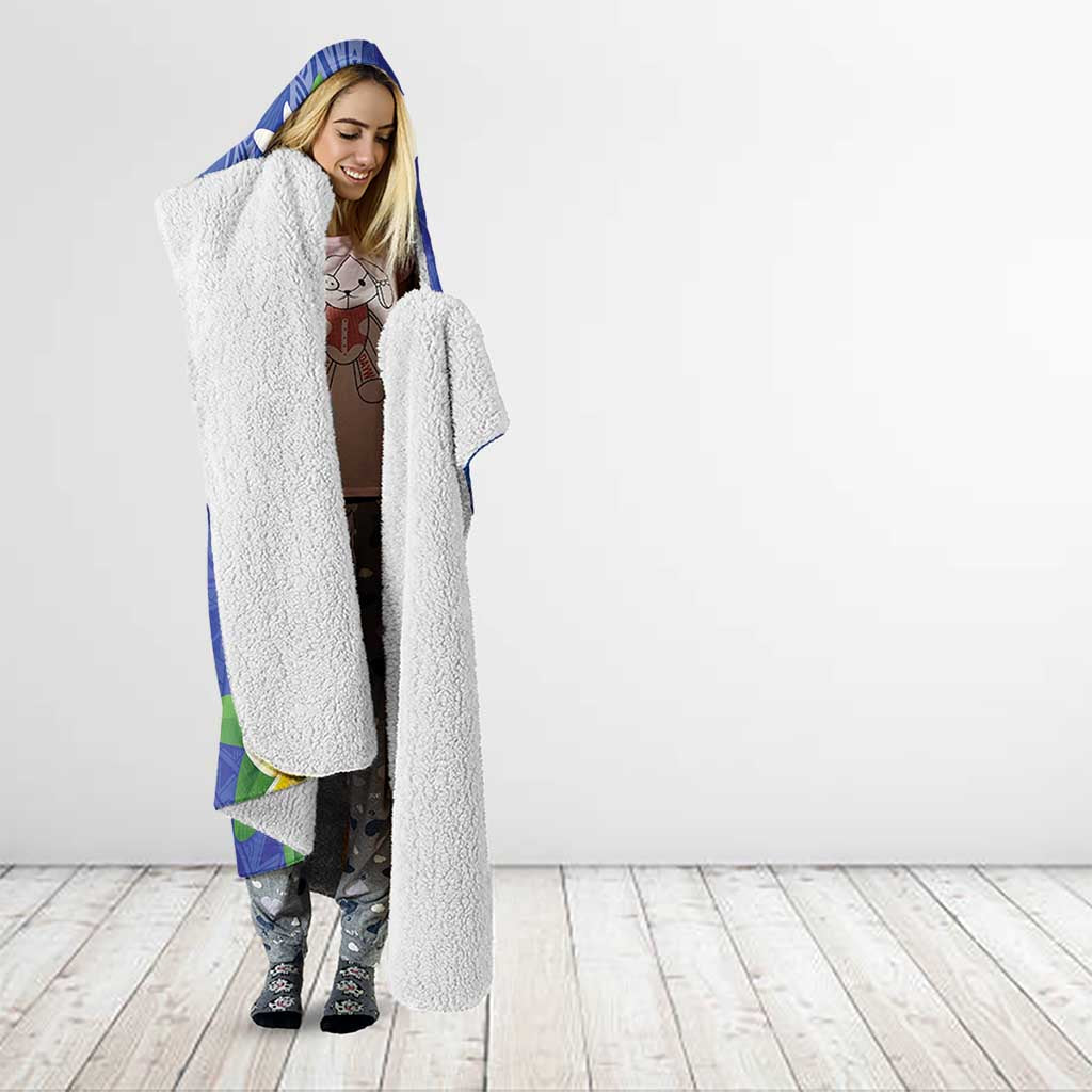 Northern Mariana Islands Chamorro Hooded Blanket Plumeria Curves Style Navy Version LT05 - Polynesian Pride