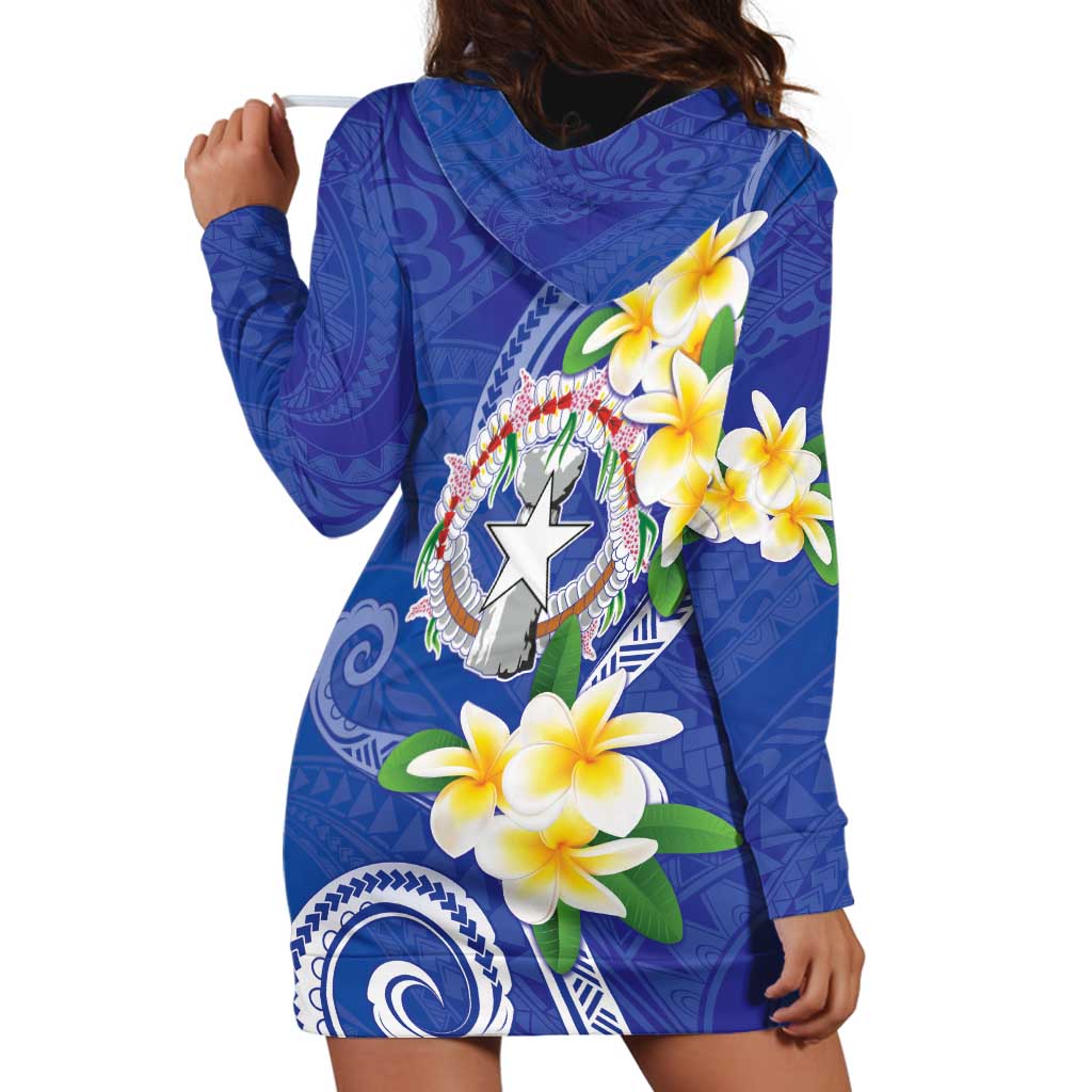 Northern Mariana Islands Chamorro Hoodie Dress Plumeria Curves Style Navy Version