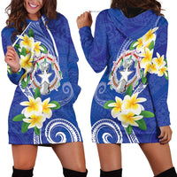 Northern Mariana Islands Chamorro Hoodie Dress Plumeria Curves Style Navy Version