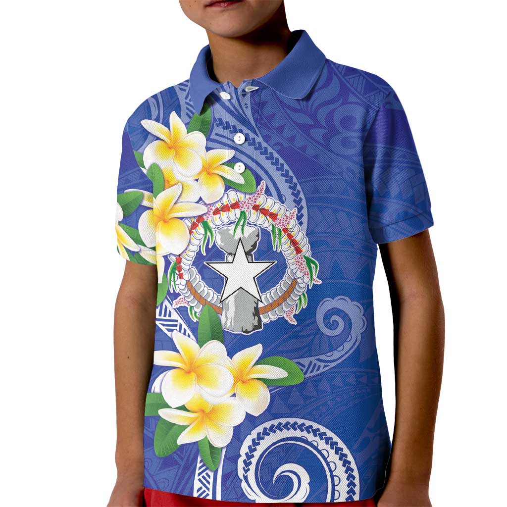 Northern Mariana Islands Chamorro Kid Polo Shirt Plumeria Curves Style Navy Version LT05 Kid Navy - Polynesian Pride