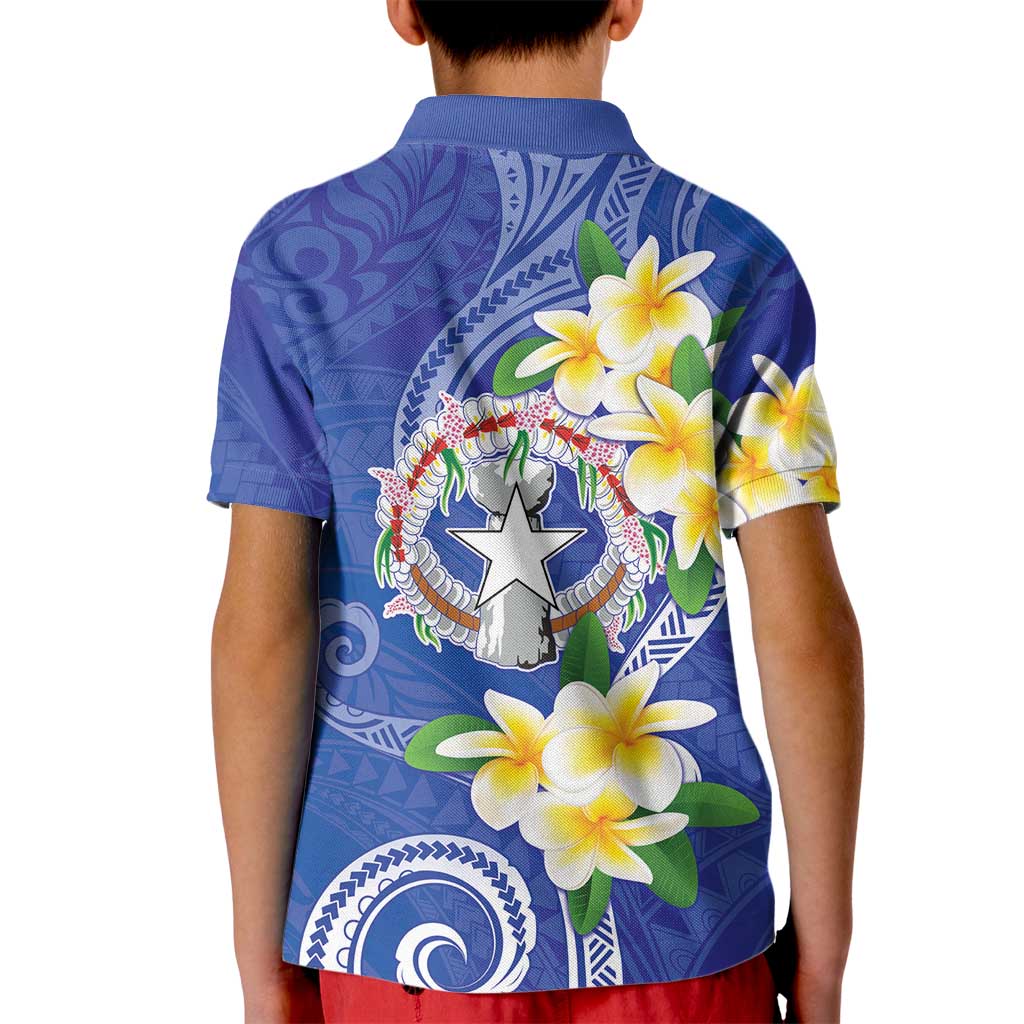 Northern Mariana Islands Chamorro Kid Polo Shirt Plumeria Curves Style Navy Version LT05 - Polynesian Pride