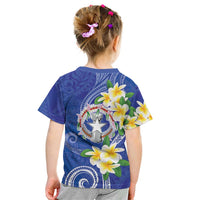 Northern Mariana Islands Chamorro Kid T Shirt Plumeria Curves Style Navy Version LT05 - Polynesian Pride