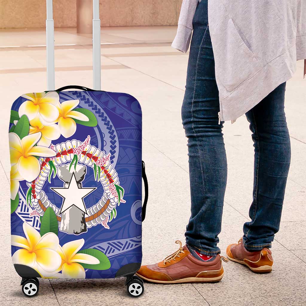 Northern Mariana Islands Chamorro Luggage Cover Plumeria Curves Style Navy Version LT05 Navy - Polynesian Pride