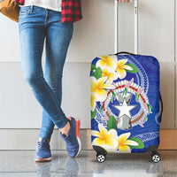 Northern Mariana Islands Chamorro Luggage Cover Plumeria Curves Style Navy Version LT05 - Polynesian Pride