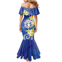 Northern Mariana Islands Chamorro Mermaid Dress Plumeria Curves Style Navy Version LT05 - Polynesian Pride