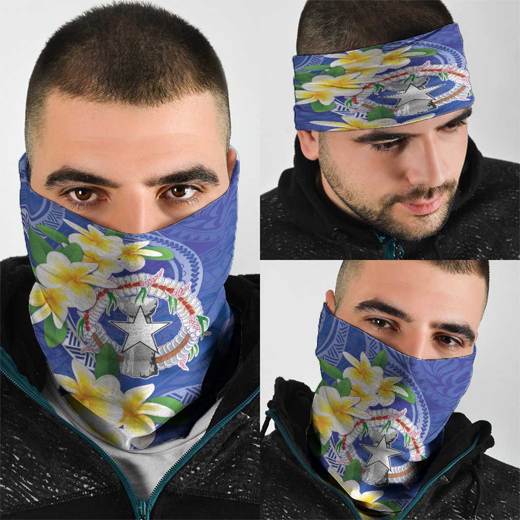Northern Mariana Islands Chamorro Neck Gaiter Plumeria Curves Style Navy Version LT05 - Polynesian Pride