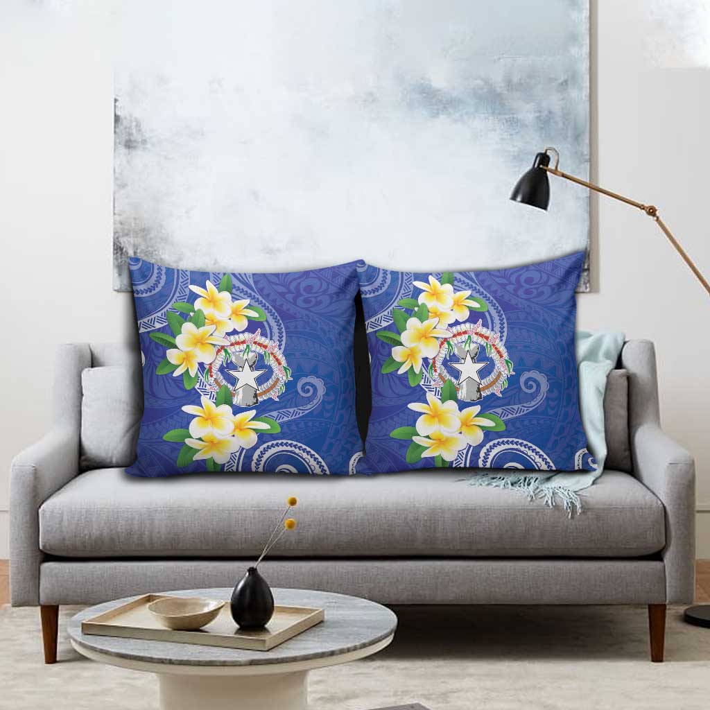 Northern Mariana Islands Chamorro Pillow Cover Plumeria Curves Style Navy Version LT05 - Polynesian Pride