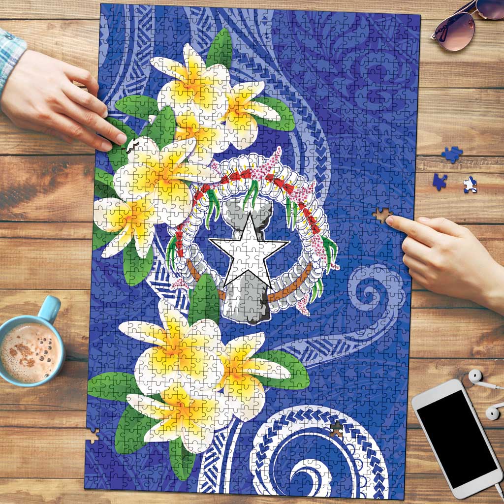 Northern Mariana Islands Chamorro Puzzle Plumeria Curves Style Navy Version LT05 Navy - Polynesian Pride
