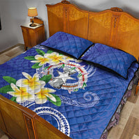 Northern Mariana Islands Chamorro Quilt Bed Set Plumeria Curves Style Navy Version LT05 - Polynesian Pride