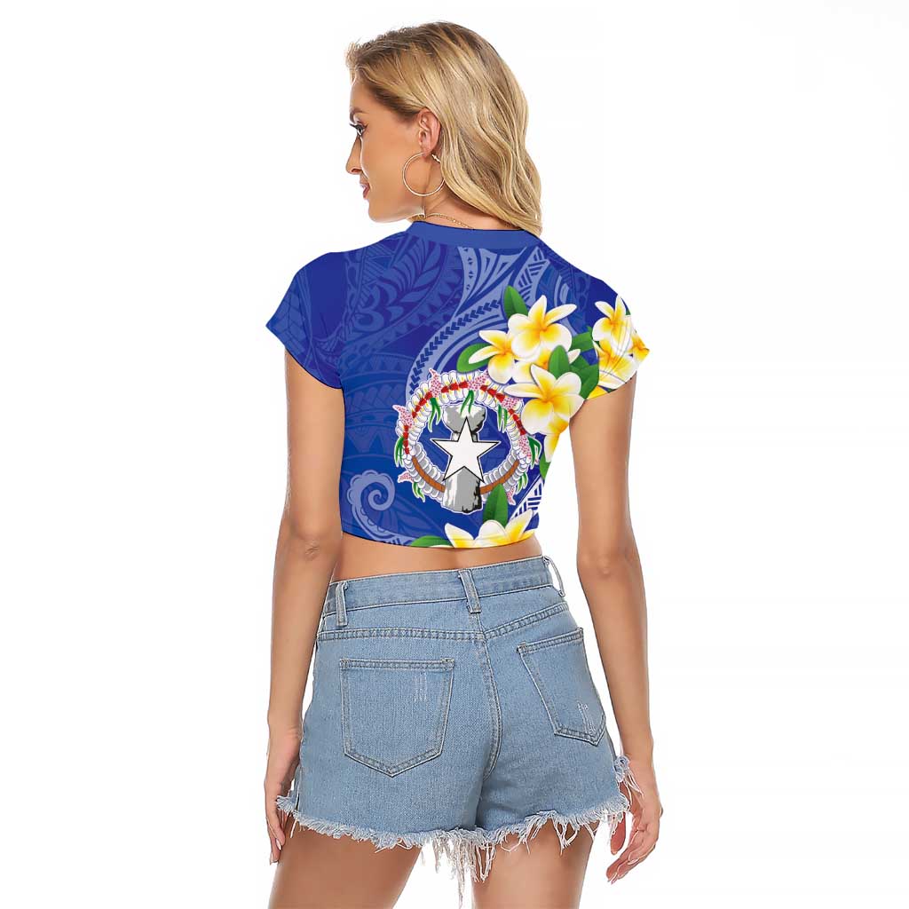 Northern Mariana Islands Chamorro Raglan Cropped T Shirt Plumeria Curves Style Navy Version LT05 - Polynesian Pride